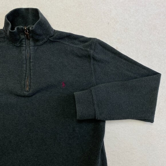 Vintage Polo Ralph Lauren Sweatshirt Men's S Gray Red Pony 1/4 Zip Pullover 90s - Picture 2 of 9